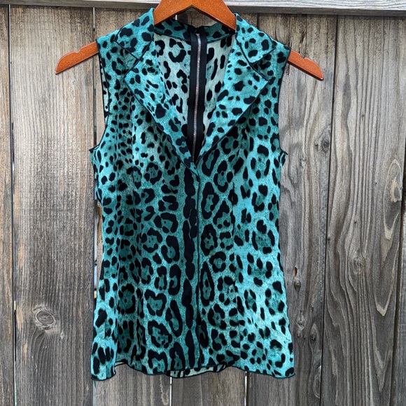Dolce & Gabbana Silk Leopard Print Blouse Size 40 - Picture 4 of 9